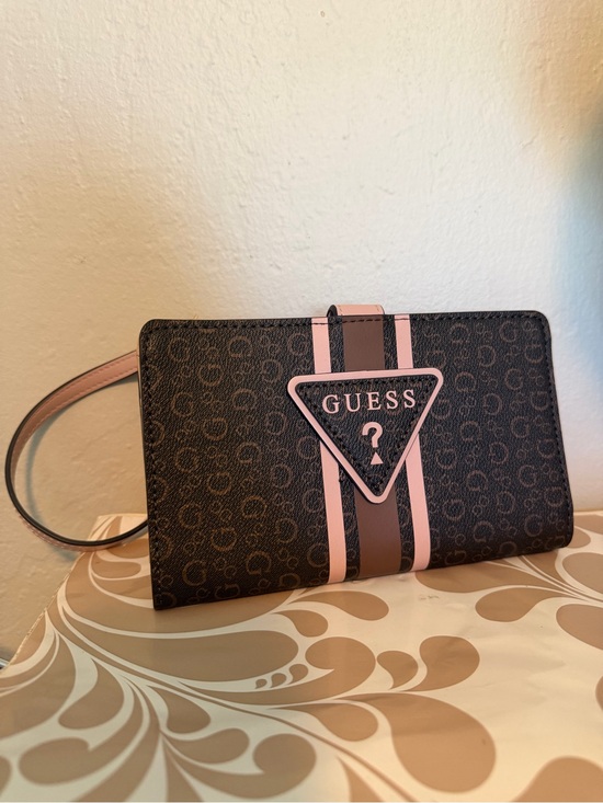 Guess Handbags - Guess Signature Brown and Pink Wallet Like New